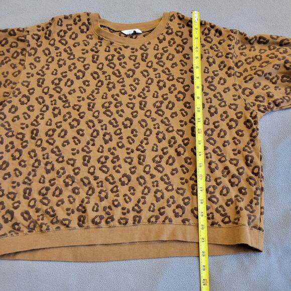 TIME AND TRUE Sweater Leopard Girls Size 8 10 Raised Print Orange Brown Fun - Picture 8 of 10